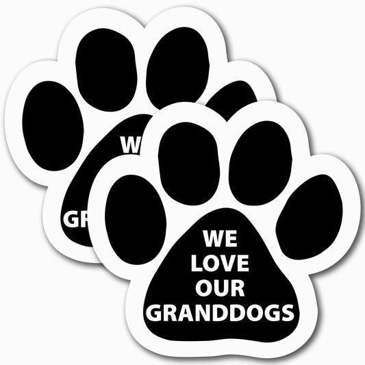 We Love Our Granddogs Pawprint Car Magnet, 5 Inch, 2 Pack, Dog Lover Gift