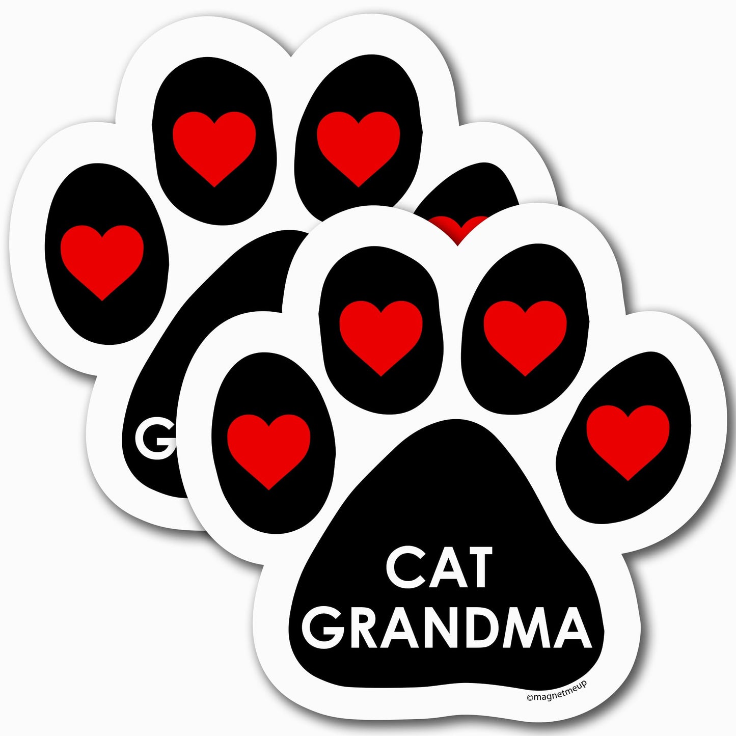 Cat Grandma Pawprint Car Magnet, 5 Inch, 2 Pack, Ideal Gift for Dog Lover
