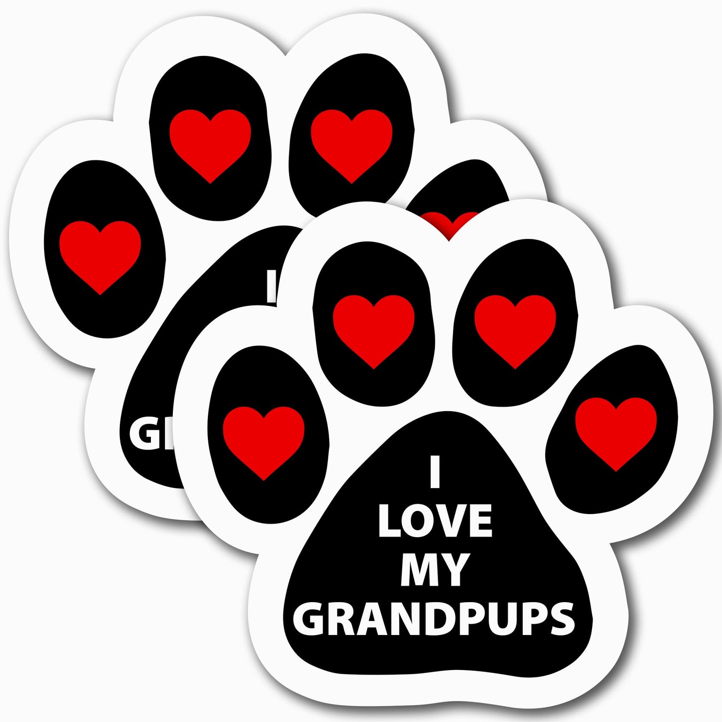 I Love My Grandpups with Hearts Car Magnet 5 Inch, 2 Pack, Dog Lover Gift