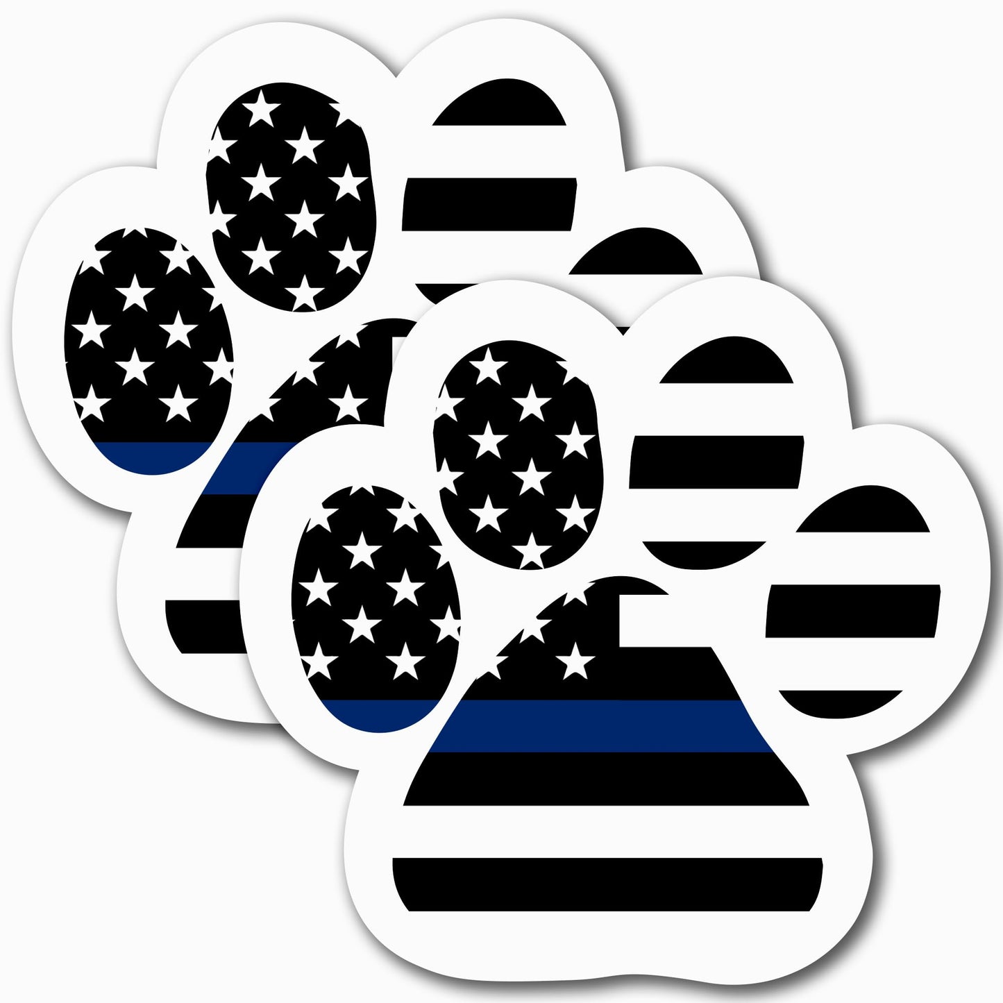 Thin Blue Line Pawprint Car Magnet 5 Inch, 2 Pack, Ideal Gift for Dog Lover