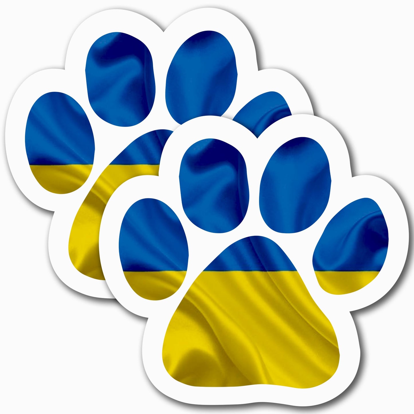Ukrainian Flag Pawprint Car Magnet, 5 Inch, 2 Pack, Waterproof Vinyl