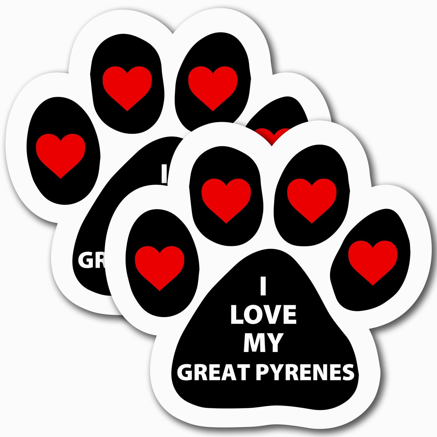 I Love My Great Pyrenees Car Magnet, 5 Inch, 2 Pack, Dog Lover Gift Vinyl