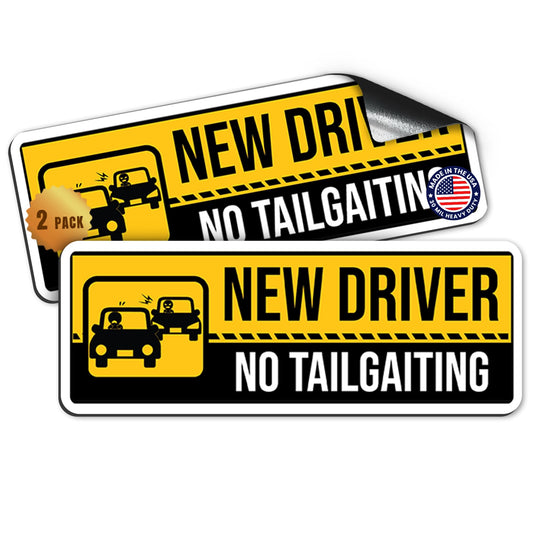 Magnet Me Up New Driver “No Tailgating” Magnet Decal, 3x8 Inch, 2 Pack