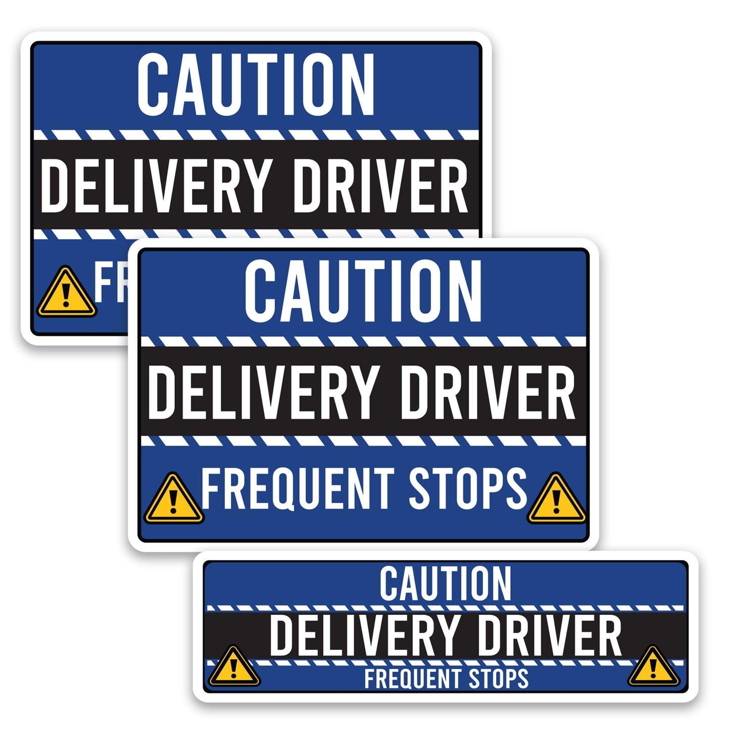 Magnet Me Up Caution Frequent Stops Delivery Driver Automotive Magnet Decal, 3 Pack, Blue/Black, Two 8x12 inch and One 3x10 inch