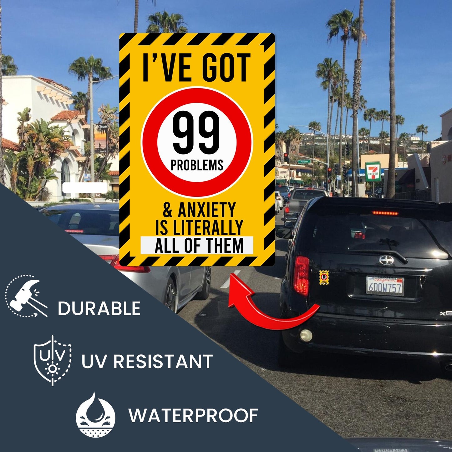 Magnet Me Up I've Got 99 Problems and Anxiety is Literally All of Them Magnet Decal, 4x6 inch, Heavy Duty for Car, Truck, SUV, Or Any Magnetic Surface, Funny Meme Culture Gift Idea, Crafted in USA