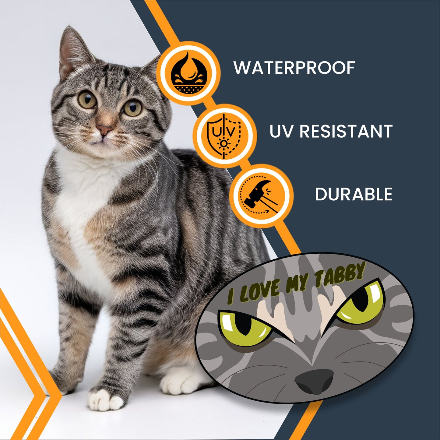Magnet Me Up I Love My Tabby Cute Cat Breed Car Magnet Decal, 4x6 Inches Oval, Friendly and Affectionate, Bumper Magnet, Fridge Decor