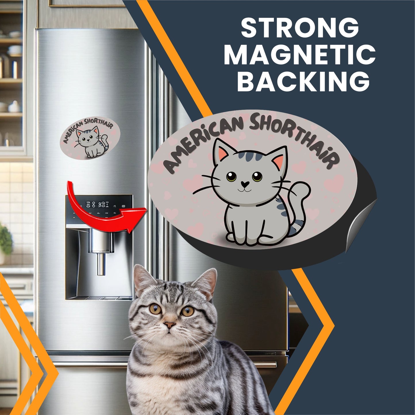 Magnet Me Up I Love My American Shorthair Cute Cat Breed Car Magnet Decal, 4x6 Inches Oval, Collectible Souvenir Gifts, Bumper Magnet, Crafted in USA