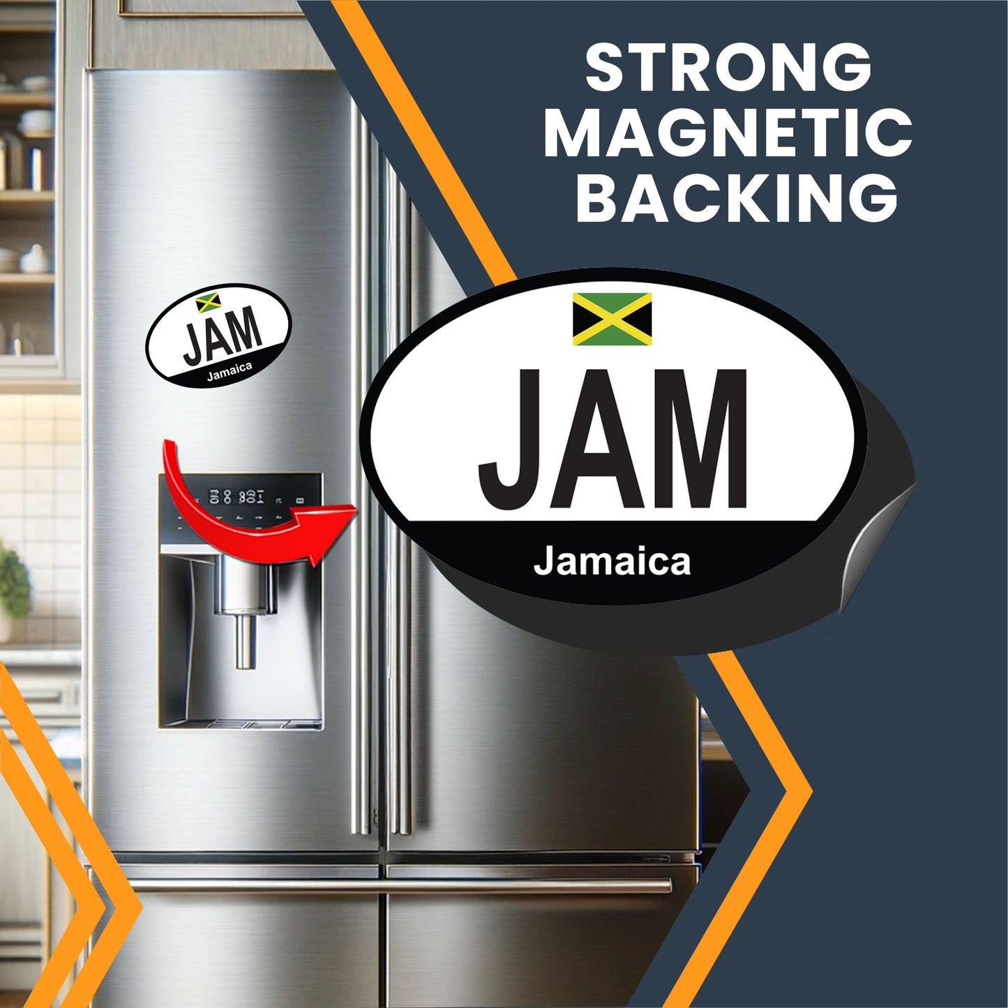 Magnet Me Up JAM Jamaica Country Code Car Magnet Decal, 4x6 Inches Oval, Euro Souvenir Magnet, Land of Wood and Water, Jamaican Flag