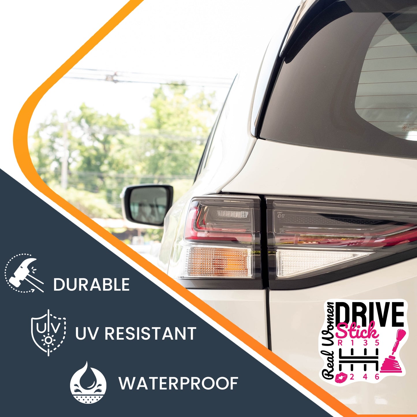 Magnet Me Up Real Women Drive Stick Magnet Decal with Lips, 5x5 inch, Pink, Female Race Car Driver, for Car, Truck, SUV, Funny Humorous Gag Gift for Women, Caution, Speed