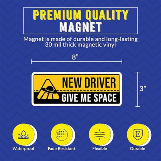 Magnet Me Up “Give Me Space”, Funny New Driver Car Magnet, 3x8 Inch, 2 Pack