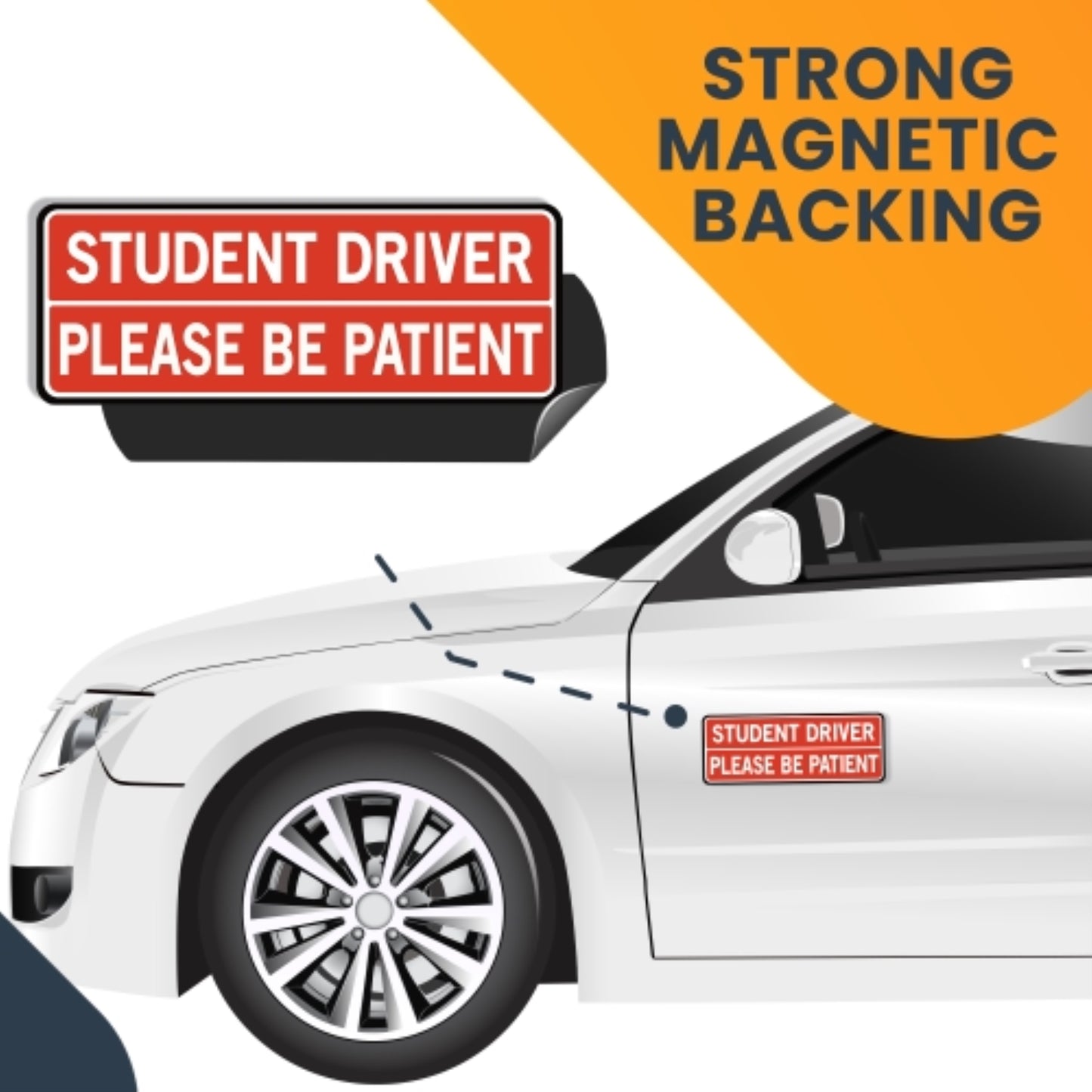 Magnet Me Up Student Driver Please be Patient Magnet, 3x8 Inch, 2 Pack