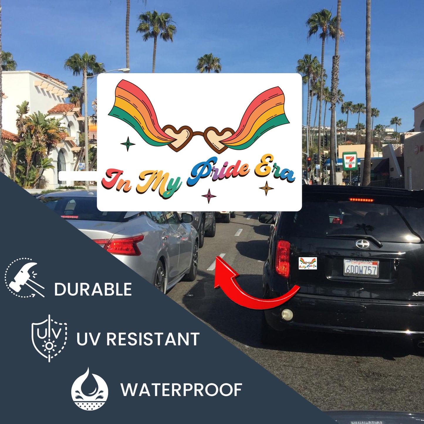 Magnet Me Up I'm in My Pride Era LGBTQ Magnet Decal, 6x4 Inch, Rainbow Support Gay Pride and Equality, Love Conquers All, Magnet for Car