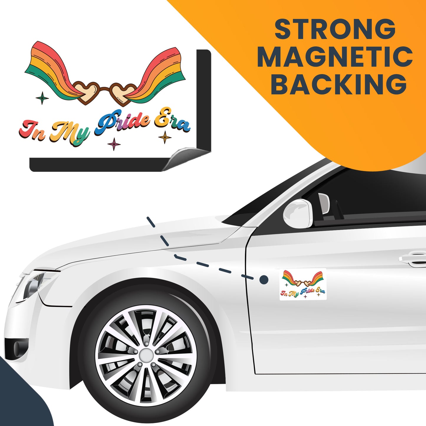 Magnet Me Up I'm in My Pride Era LGBTQ Magnet Decal, 6x4 Inch, Rainbow Support Gay Pride and Equality, Love Conquers All, Magnet for Car