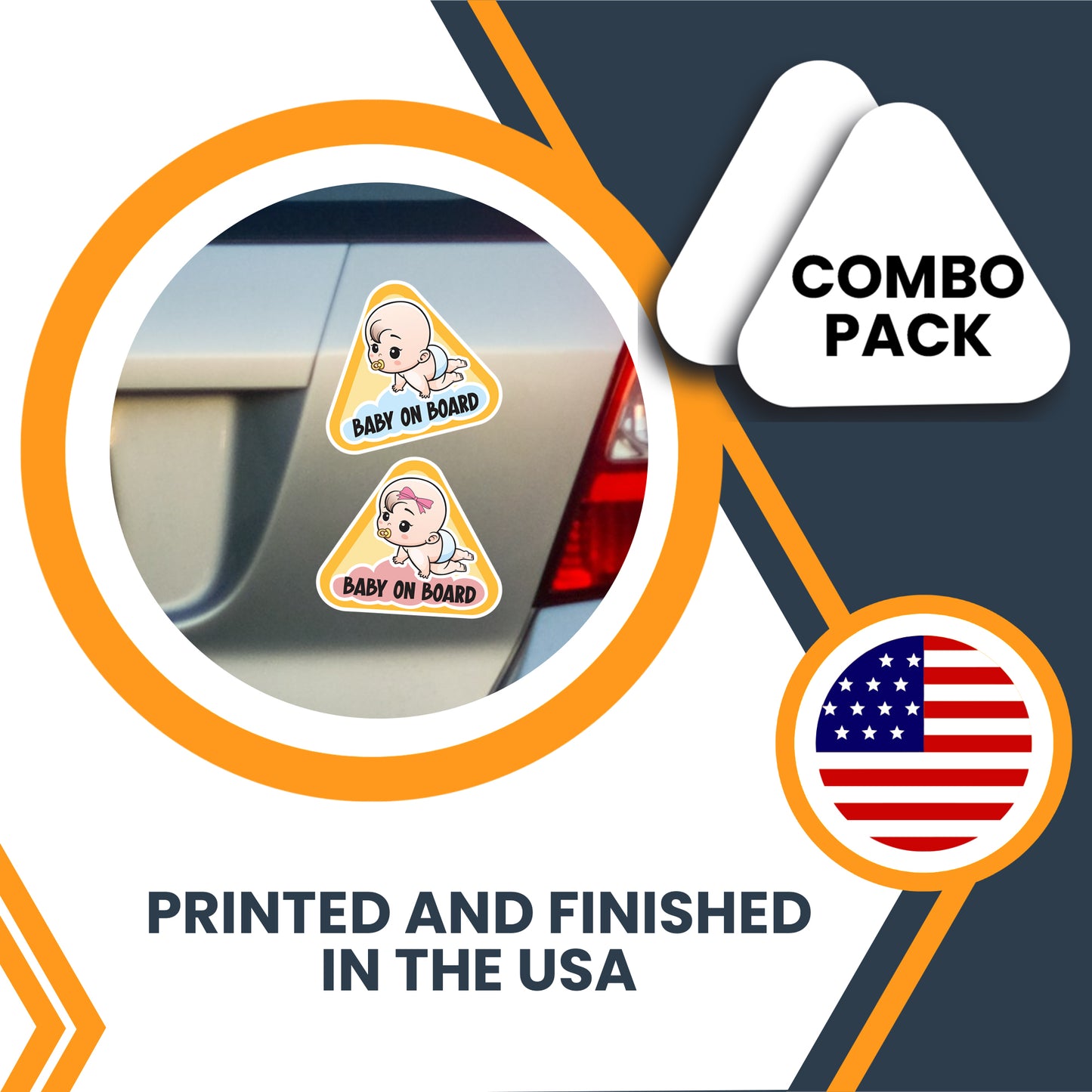 Magnet Me Up Baby on Board Car Magnet Decal- Baby Boy and Baby Girl on Board Sign for Car- 5" Combo Pack, Safety Sign for Vehicles