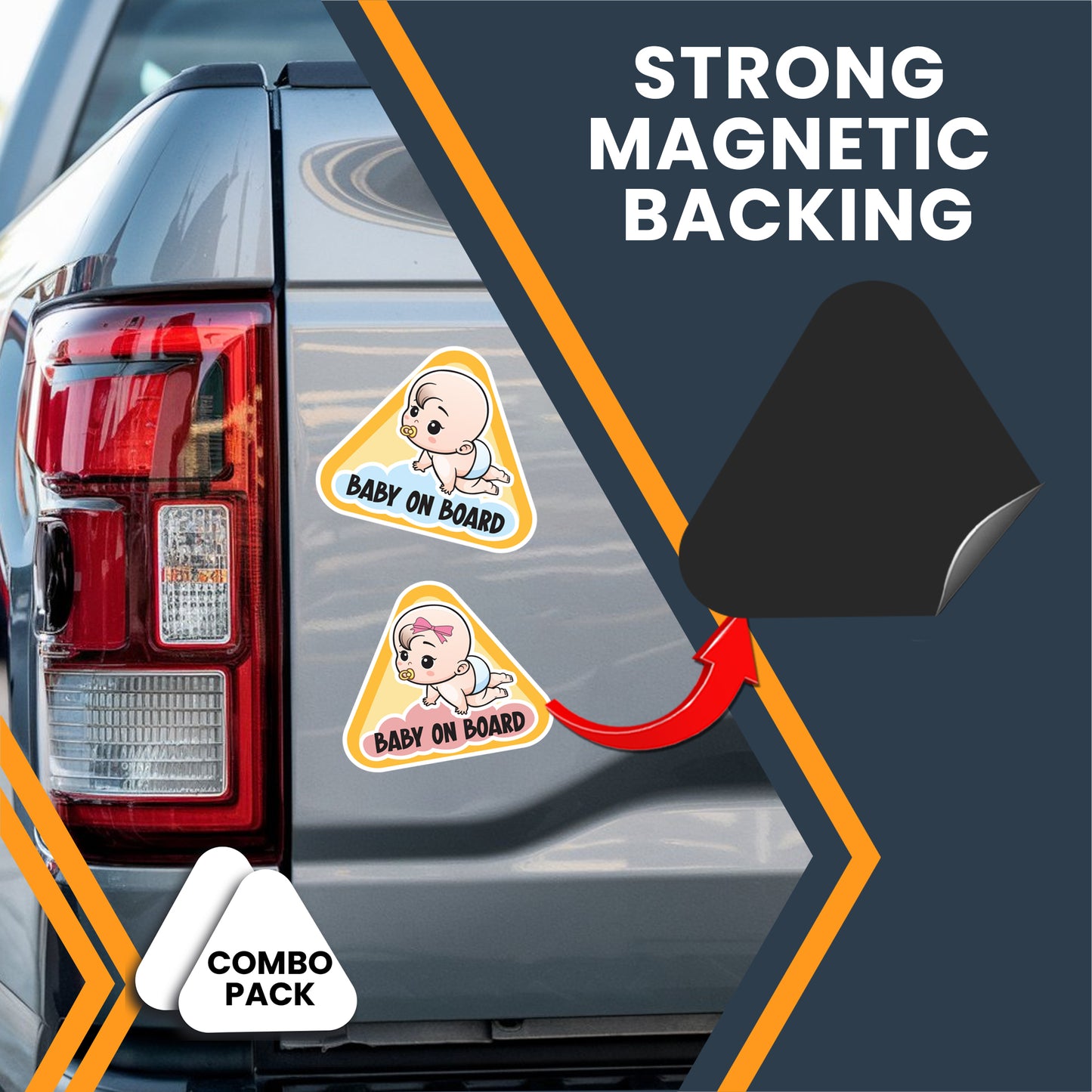 Magnet Me Up Baby on Board Car Magnet Decal- Baby Boy and Baby Girl on Board Sign for Car- 5" Combo Pack, Safety Sign for Vehicles