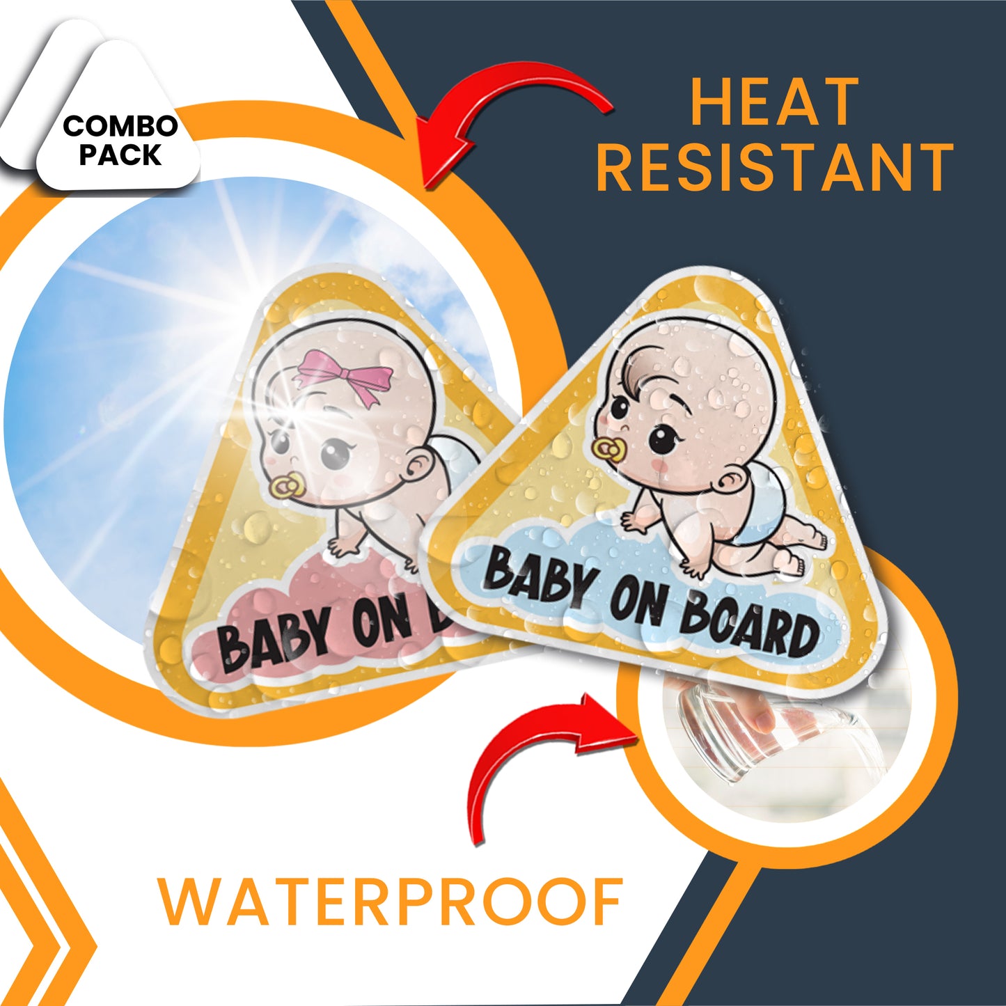 Magnet Me Up Baby on Board Car Magnet Decal- Baby Boy and Baby Girl on Board Sign for Car- 5" Combo Pack, Safety Sign for Vehicles