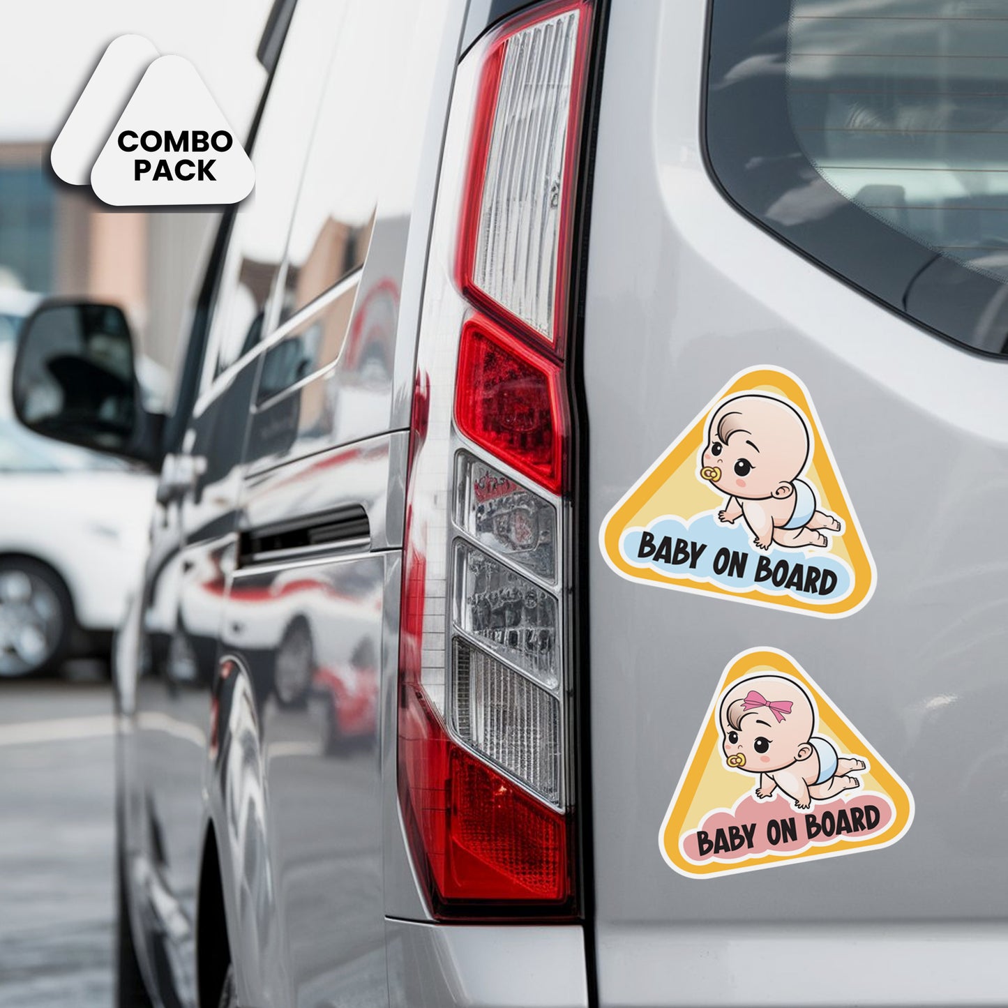 Magnet Me Up Baby on Board Car Magnet Decal- Baby Boy and Baby Girl on Board Sign for Car- 5" Combo Pack, Safety Sign for Vehicles