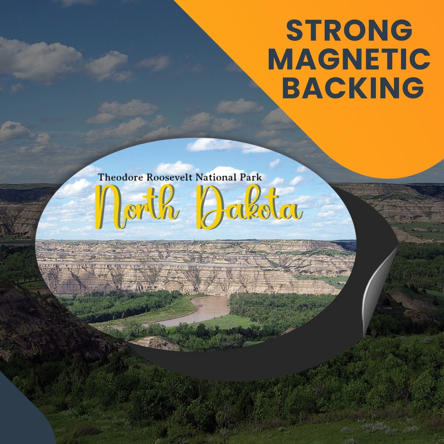 Magnet Me Up North Dakota Theodore Roosevelt National Park State Scenic Oval Magnet Decal, 4x6 inch, Automotive Magnet for Car, Great Gift or Souvenir of The Badlands, Crafted in USA