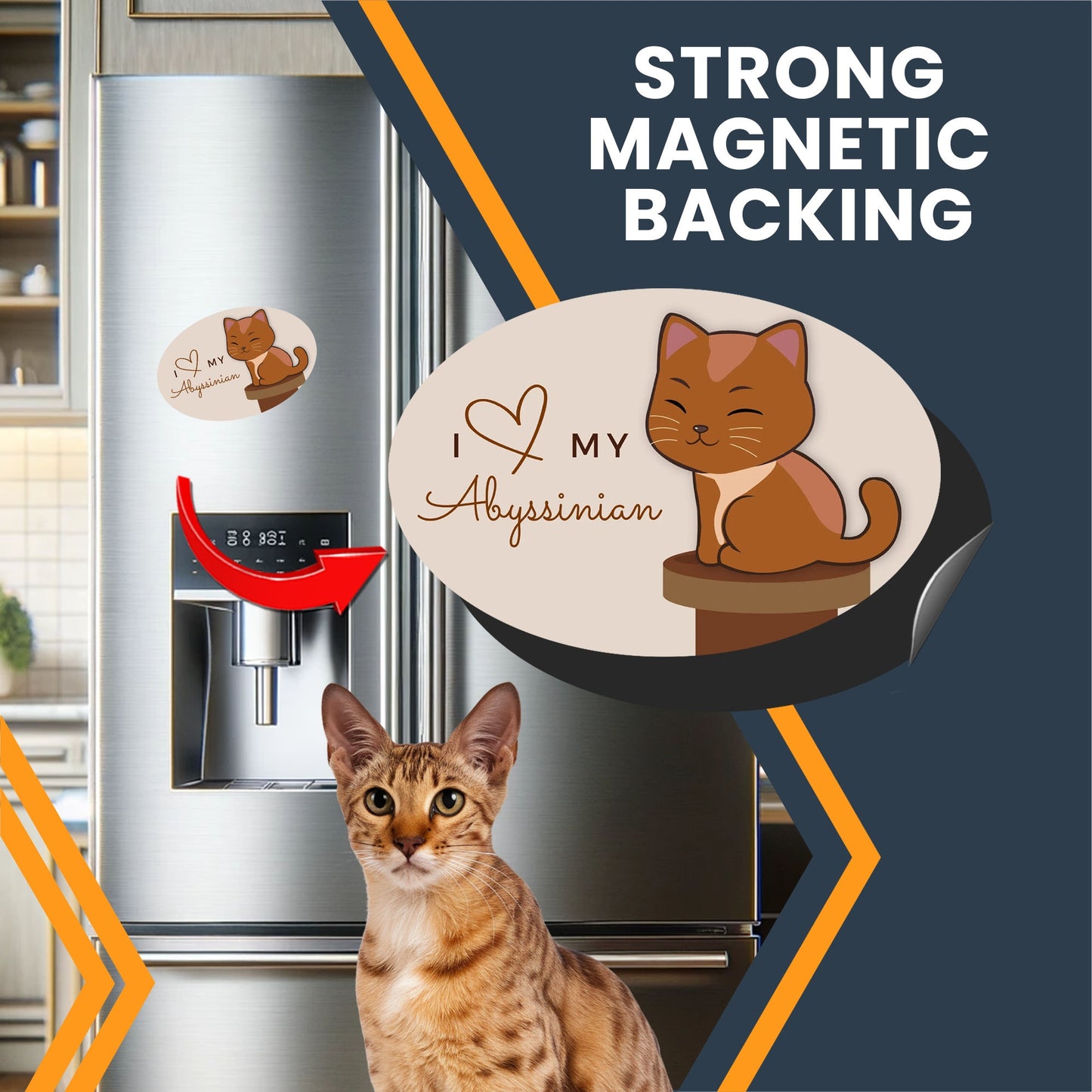 Magnet Me Up I Love My Abyssinian Cute Cat Breed Car Magnet Decal, 4x6 Inches, Hairless, Collectible Souvenir Gifts, Cat Enthusiasts, Bumper Magnet