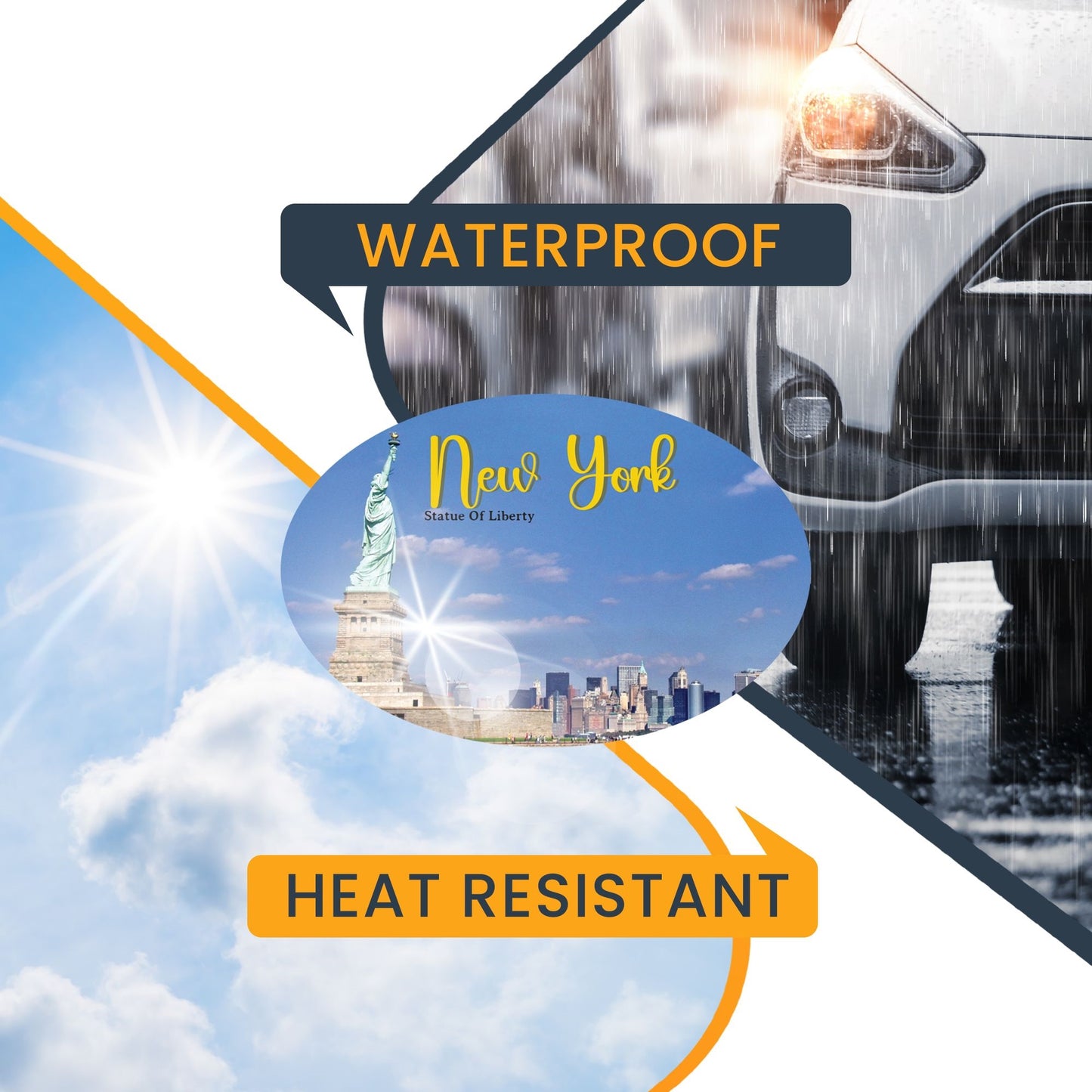 Magnet Me Up New York City Skyline Statue of Liberty State Scenic Oval Magnet Decal, 4x6 inch, Automotive Magnet for Car, Great Gift or Souvenir from The Big Apple Time Square, Crafted in USA