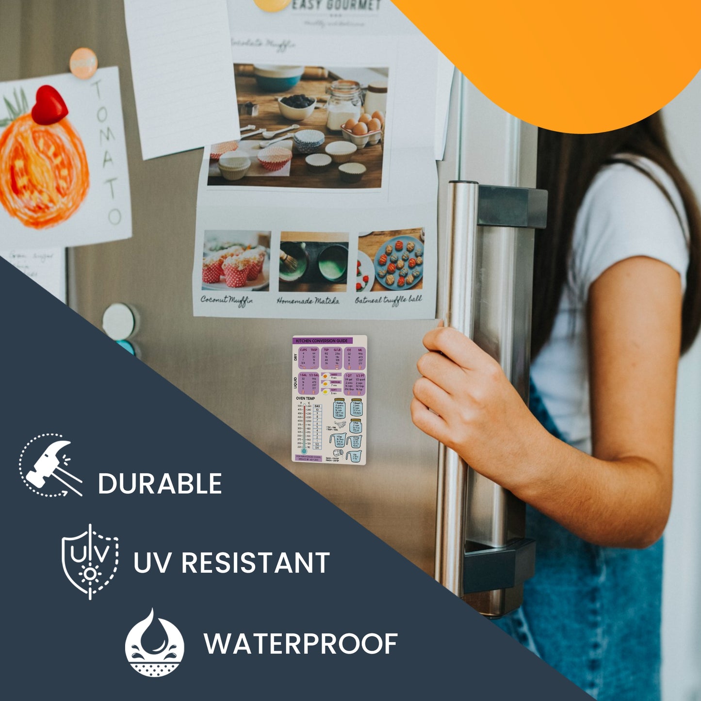 Magnet Me Up Large Purple Kitchen Conversion Chart, 5x8 Magnet Decal, Cute Baking Gift and Measurement Recipe Accessory, Perfect for Refrigerator, Dishwasher or Any Other Magnetic Surface