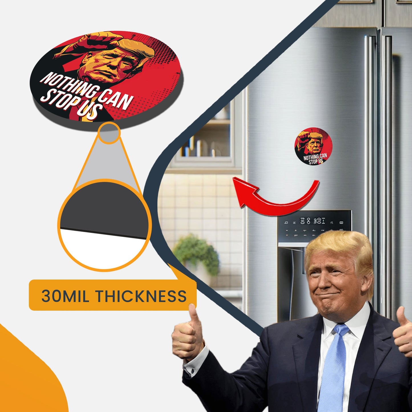 Magnet Me Up Nothing Can Stop Us, President Trump Assassination Campaign Magnet Decal, 4x6 inches, Take Back America, Inspirational Message for Fridge, Bumper, and any Magnetic Surface, Crafted in USA