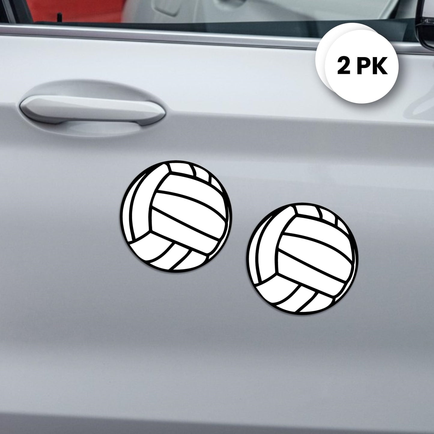 Magnet Me Up: Volleyball Magnet Decal, 5 Inch Round,2 Pack, White and Black, Automotive Magnet for Cars, Trucks, SUVs, Volleyball Mom, Ideal for Any Magnetic Surface, Show Love for Volleyball