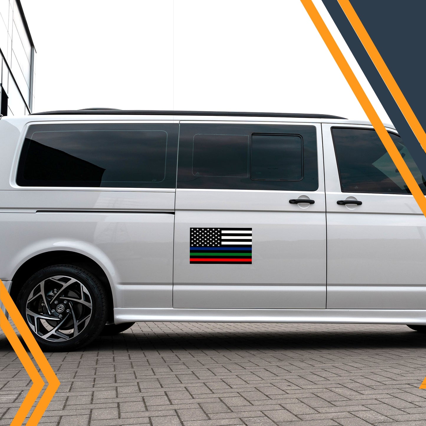 7x12 Tri-Color Thin Blue Line American Flag in Support of Police, Fire, Military