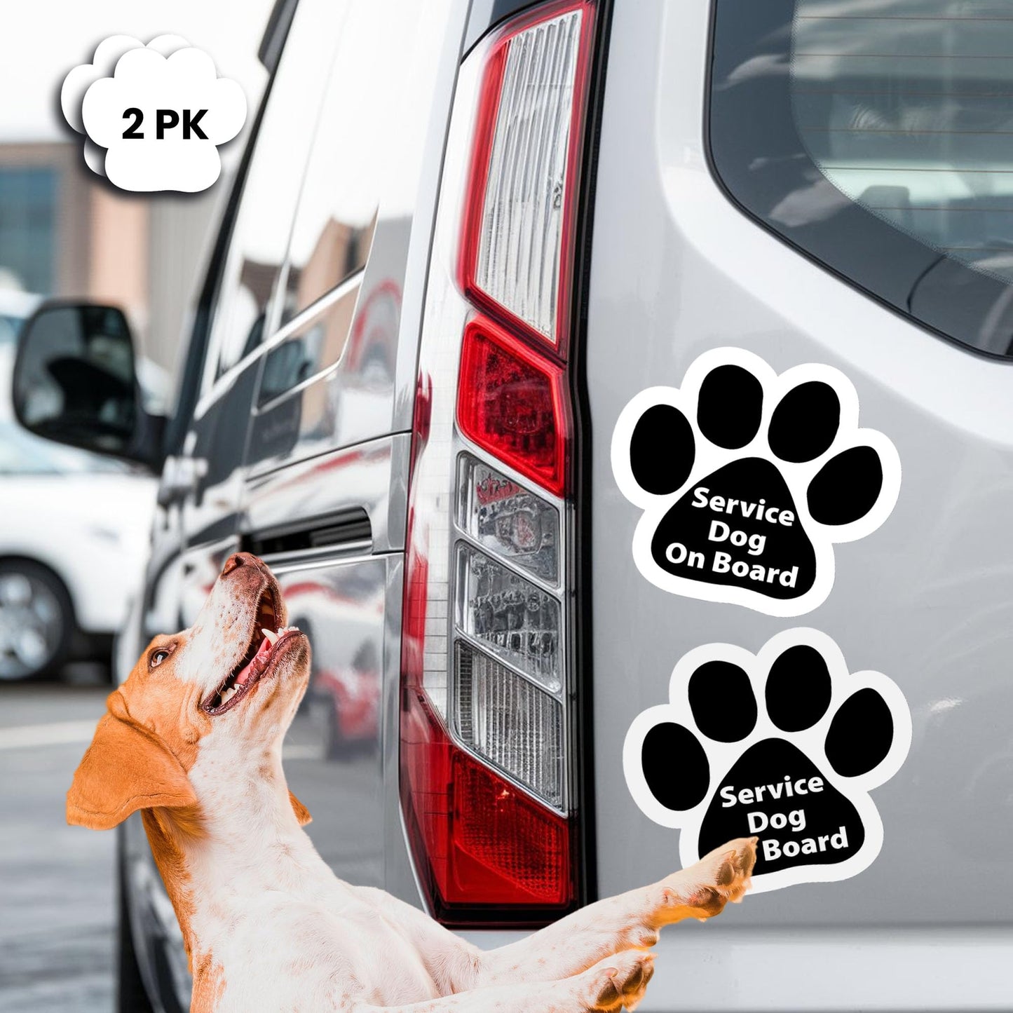 Magnet Me Up Service Dog Pawprint Magnet Decal, 5 Inch, 2 Pack, Heavy Duty Automotive Magnet for Car Truck SUV, Pet Safety and Awareness, Trained Dog Sign Bumper Magnet, Crafted in USA