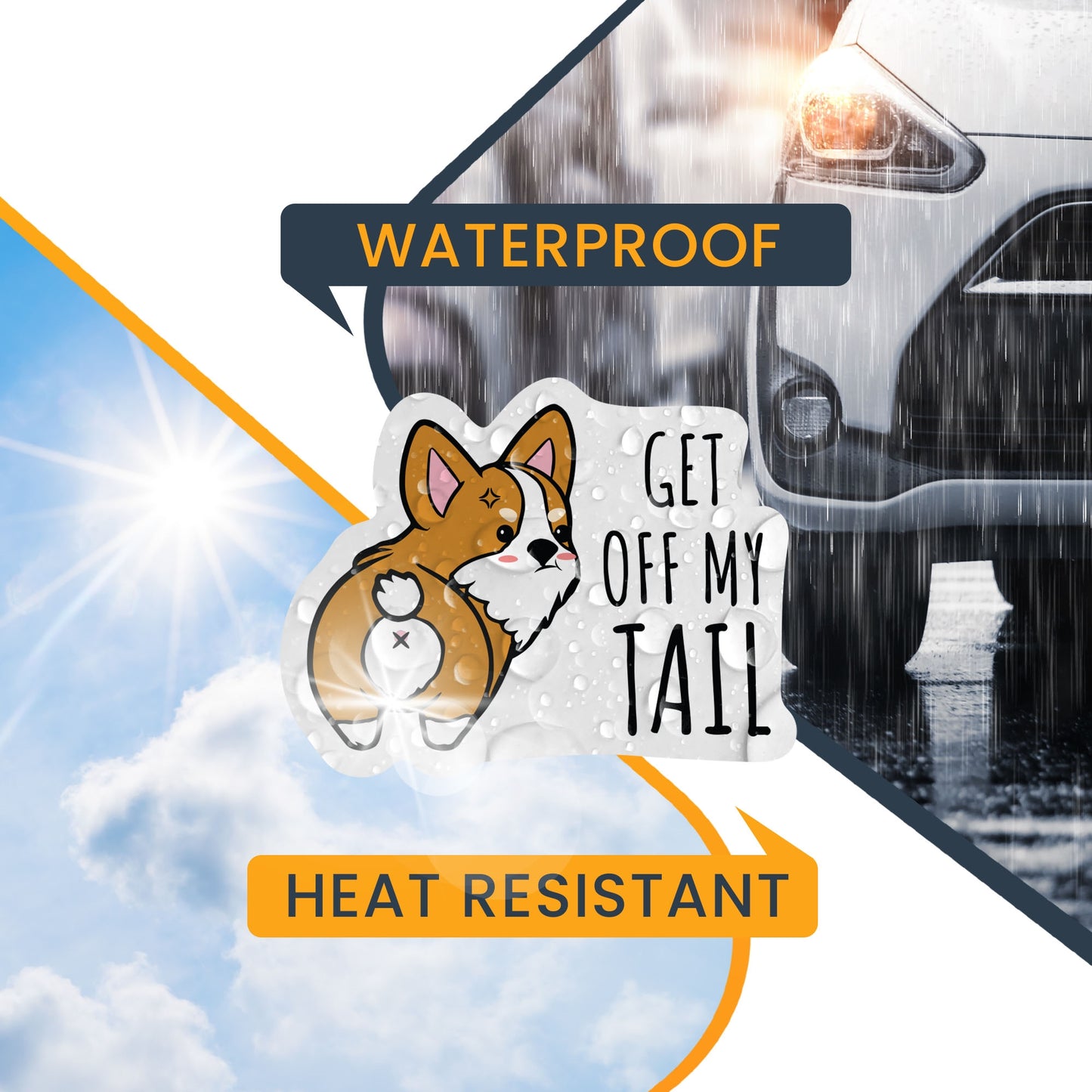 Magnet Me Up Get Off My Tail Corgi Dog Magnet Decal, No Tailgating, 5.5x4 Inch, Funny Cute Joke Gag Gift, Vehicle Safety, Automotive Magnet for Car, Truck, SUV, for Dog Lovers, Crafted in USA