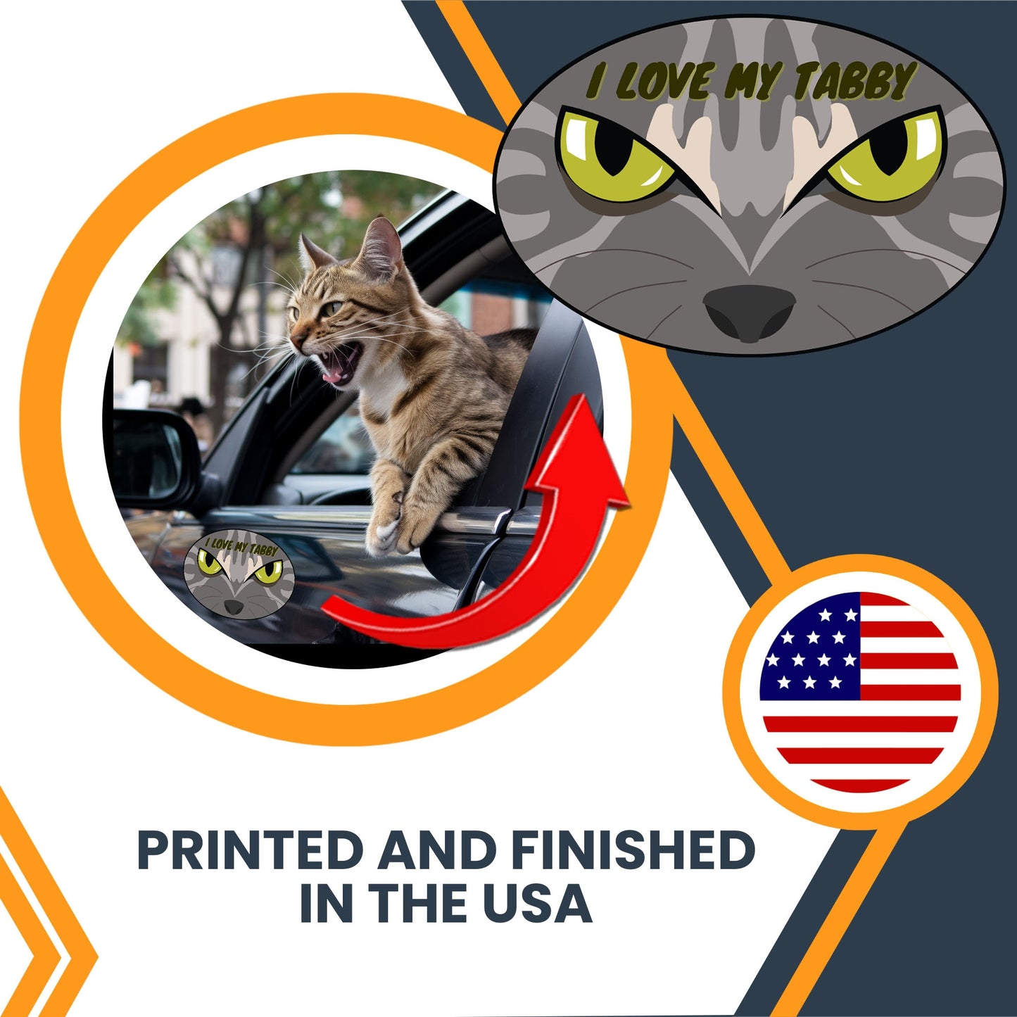 Magnet Me Up I Love My Tabby Cute Cat Breed Car Magnet Decal, 4x6 Inches Oval, Friendly and Affectionate, Bumper Magnet, Fridge Decor