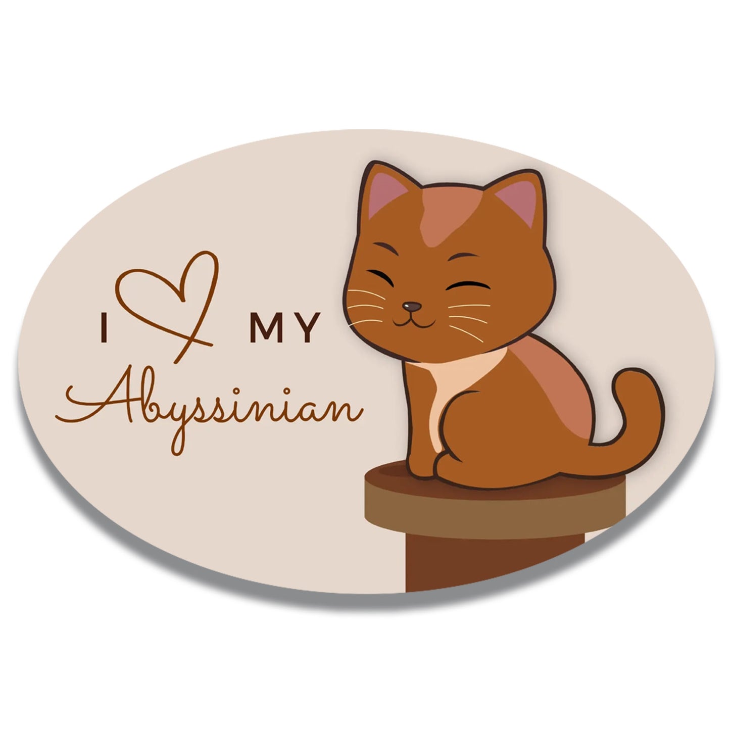 Magnet Me Up I Love My Abyssinian Cute Cat Breed Car Magnet Decal, 4x6 Inches, Hairless, Collectible Souvenir Gifts, Cat Enthusiasts, Bumper Magnet
