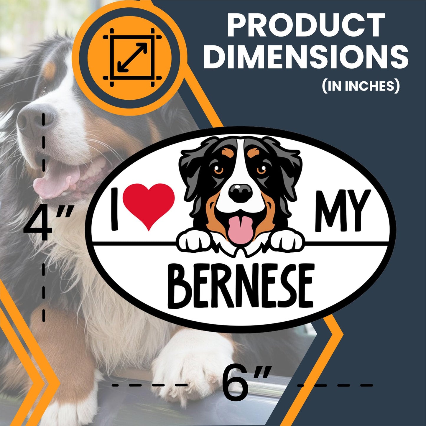 Magnet Me Up I Love My Bernese Dog Breed Car Magnet Decal, Mountain Dog Decorative Magnet, Friendly and Loyal Nature, Cute Peeking Dog