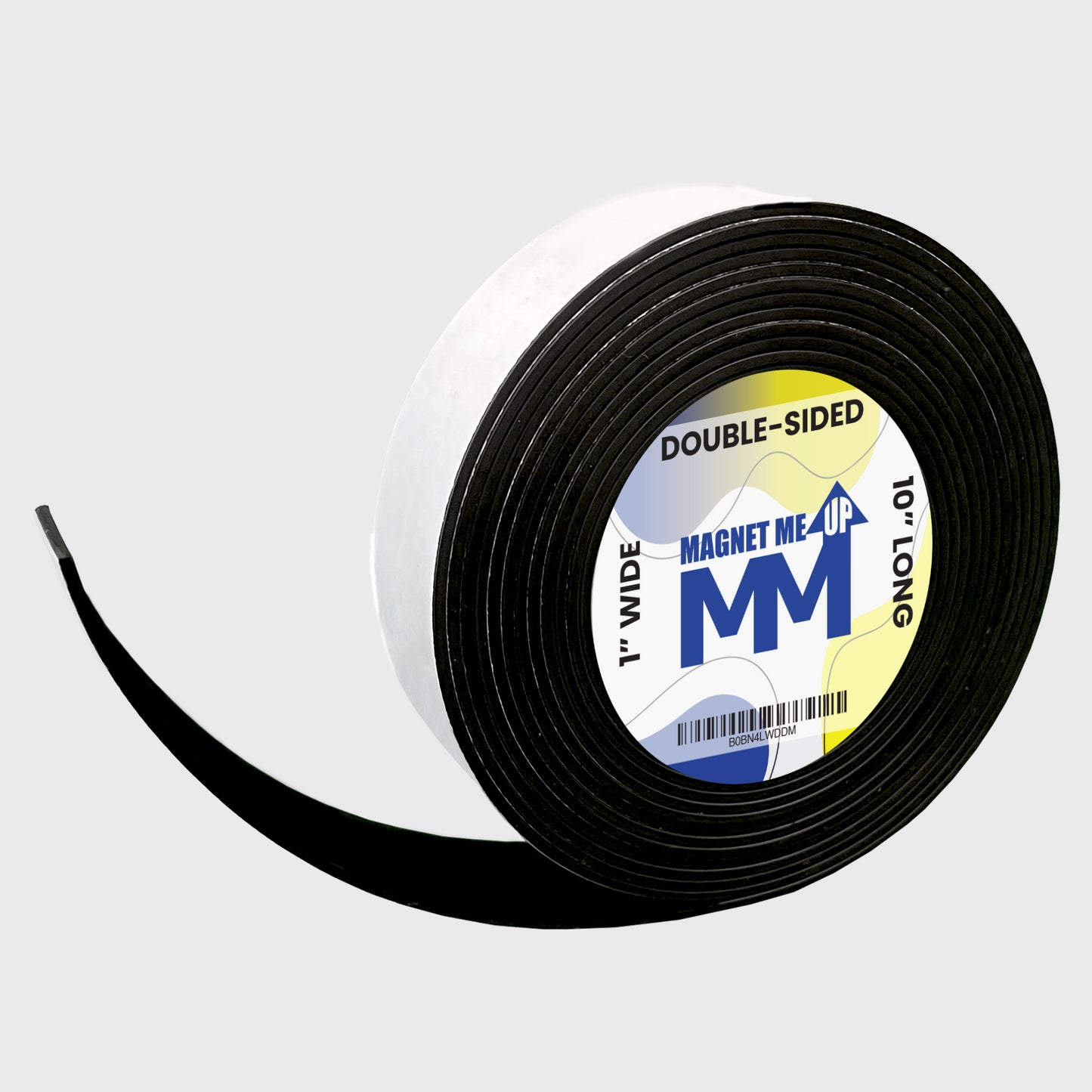 Magnet Me Up Self Adhesive Flexible Double Sided Magnetic Tape, 1 inch Wide, 1/16th inch Thick, 10 ft Long Magnet Roll, Strong Heavy Duty Backing, Used for Crafts, DIY Projects, Organization & More