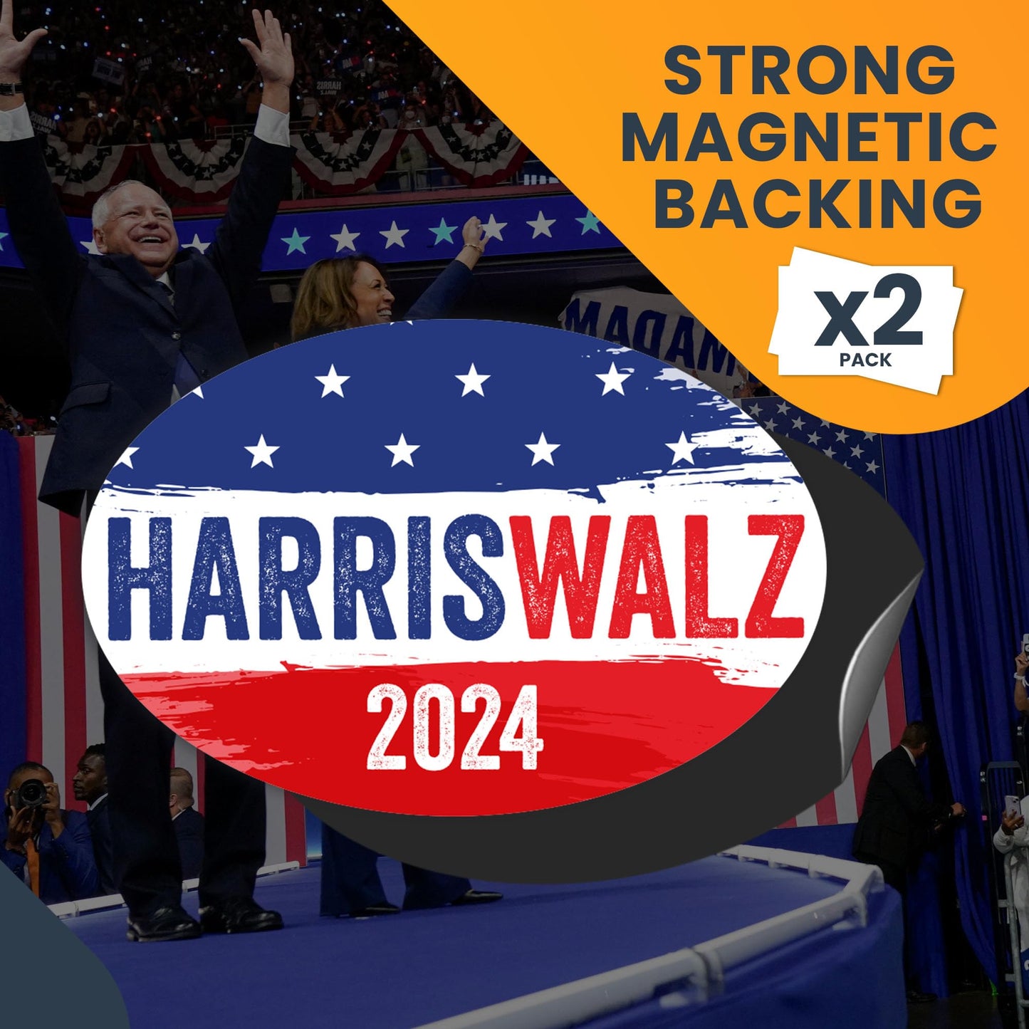 Magnet Me Up Kamala Harris Waltz 2024 Election Magnetic Decal, 4x6 Inch Oval, 2 Pack, Kamala Harris for President, Harris 2024, Kamala Harris Car Magnet, Democrat, Bumper Magnet, Crafted in USA