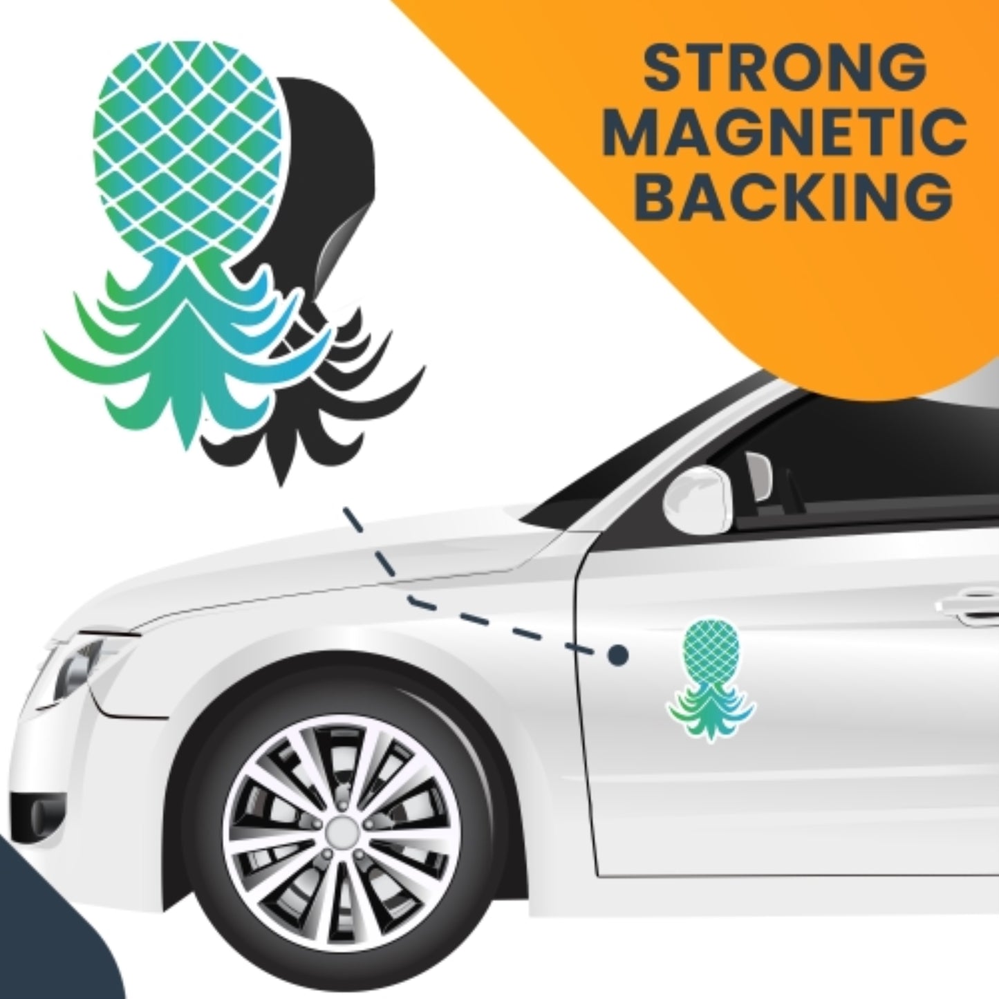 Magnet Me Up Upside Down Pineapple Magnet Decal, Blue and Green, 4x6 Inch, Heavy Duty Automotive Magnet for Car Truck SUV Or Any Other Magnetic Surface