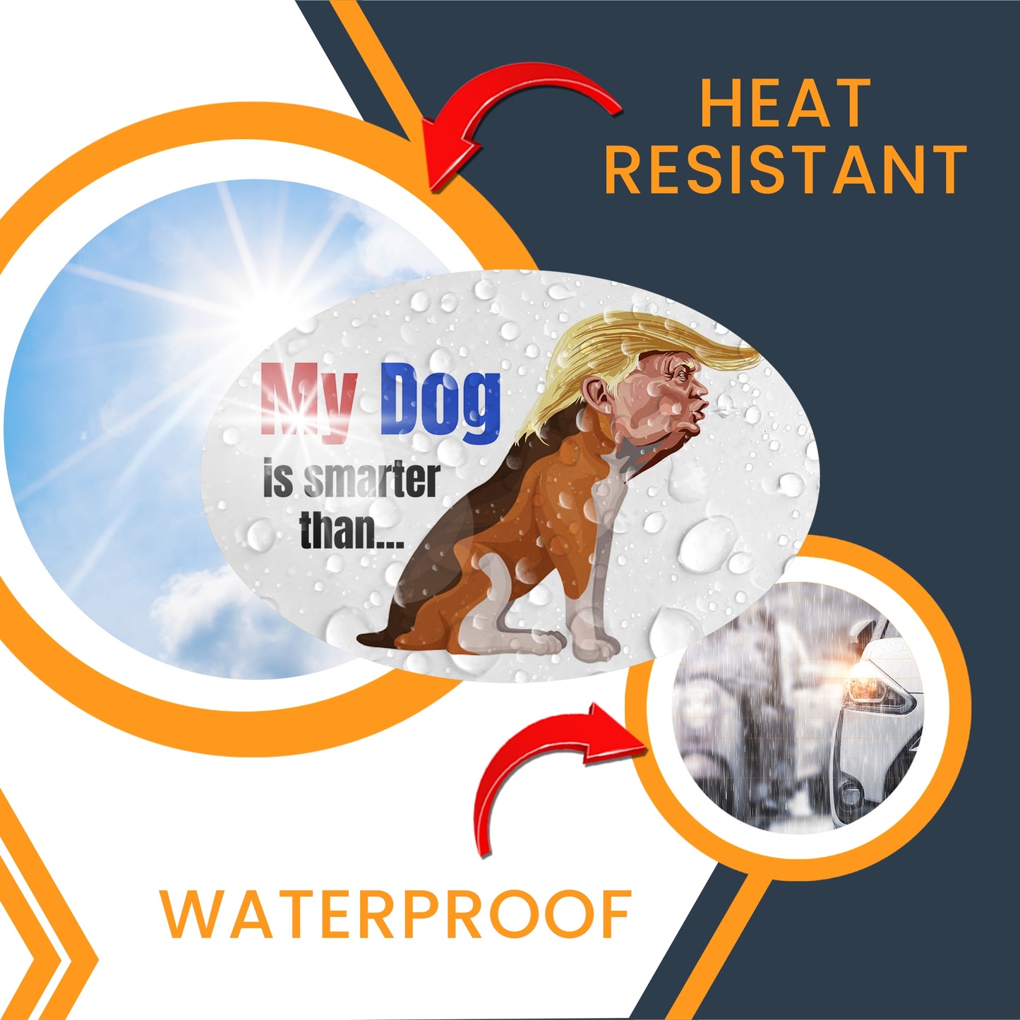 Magnet Me Up My Dog is Smarter Than The President Funny Car Magnet Decal, 4x6 Inches Oval, Humorous Dog Lover Bumper Magnet for Cars