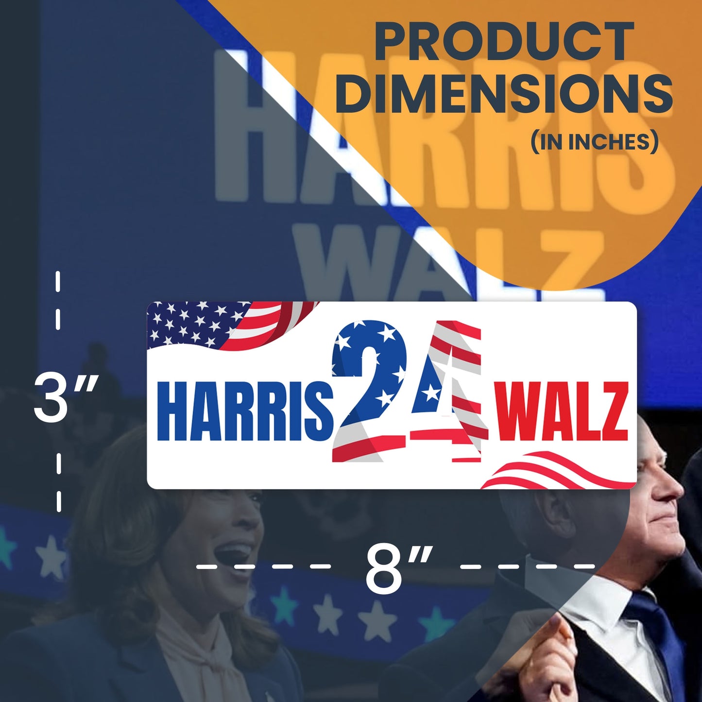 Magnet Me Up Kamala Harris Tim Walz Walts 2024 Election Magnetic Decal, 3x8 Inch Rectangle, President 2024, Political Campaign Souvenir, Democrat, Political Race, Any Magnetic Surface, Crafted in USA
