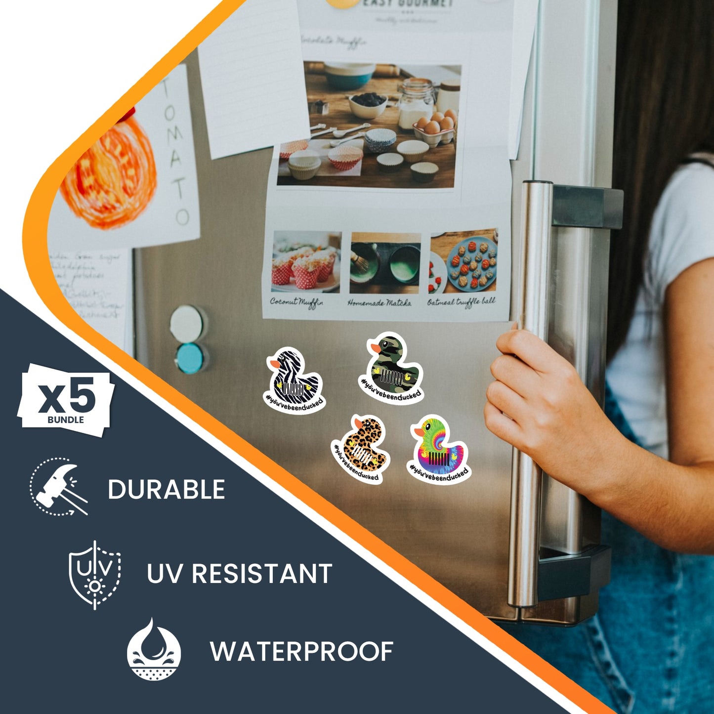 Magnet Me Up You've Been Ducked Cute Vehicle Duck Magnets, Ducking Game, 4 Pk, 4x4 in, Army Tie Dye Leopard Zebra, Bumper Magnet