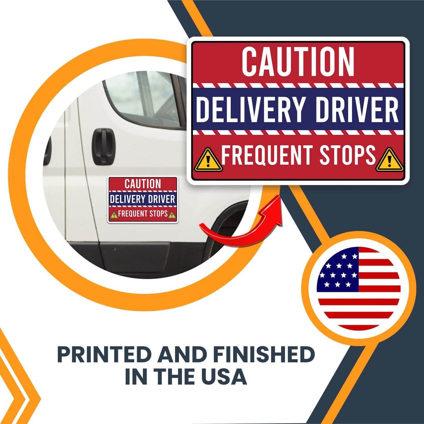 Magnet Me Up Caution Frequent Stops Delivery Driver Automotive Magnet Decal, 3 Pack, Red/Blue, Two 8x12 inch and One 3x10 inch, Automotive Magnet for Car, Flex Delivery Driver, Crafted in USA
