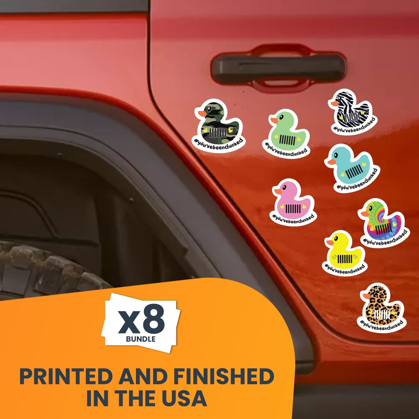 Magnet Me Up You've Been Ducked Cute Vehicle Duck Magnets, Ducking Game, 8 Pack, 4x4 Inch, Multi Pack, Heavy Duty Automotive Magnet for Car Truck SUV Funny Joke Prank, Duck Duck Beep