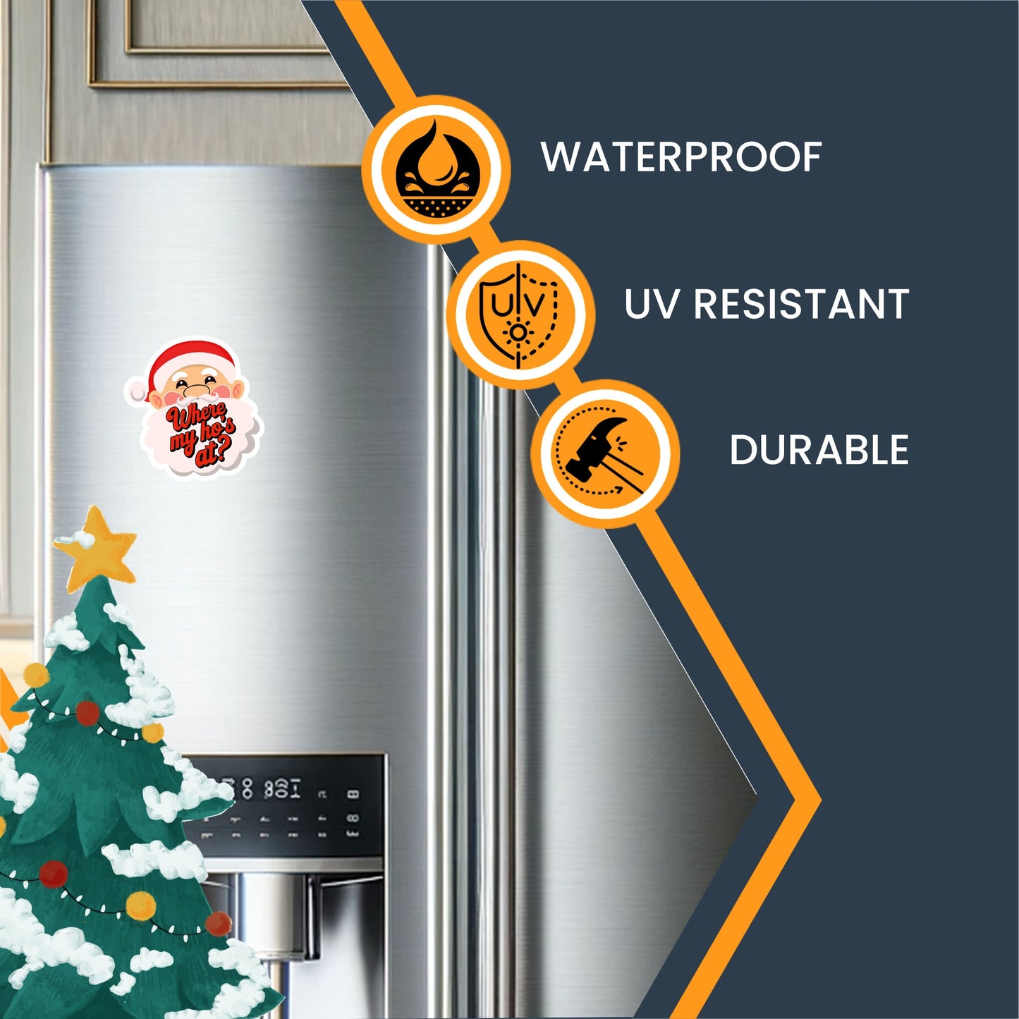 Magnet Me Up Where My Ho's at? Car Christmas Magnet, 5x4.5 Inch, Festive Holiday Car or Fridge Decoration, Funny Idea, Cheeky and Fun