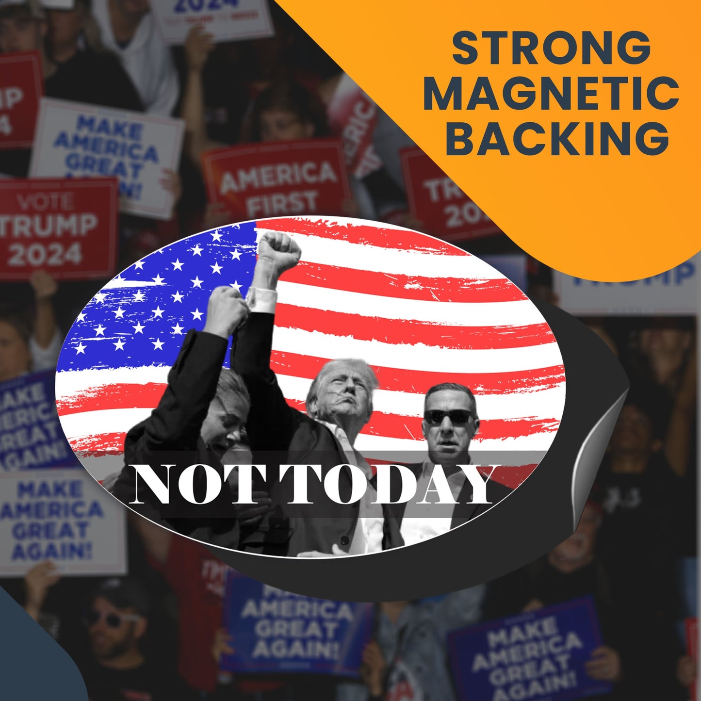 Magnet Me Up Not Today Republican Oval Magnet Decal, 4x6 inches, Support President Trump 2024, Election Campaign Souvenir, Vote for Progress, Empowering Voters, any Magnetic Surface, Crafted in USA