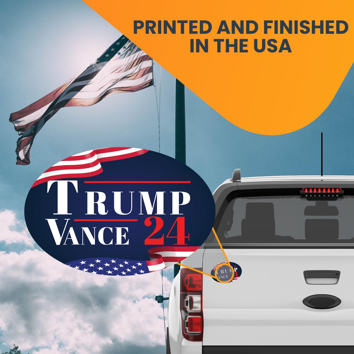 Magnet Me Up Trump Vance 24 Republican Election Oval Magnet Decal, 4x6 inches, Combines Quality and Patriotism, Political Expression and Souvenir for Trump-Vance Supporters, for Cars, Crafted in USA