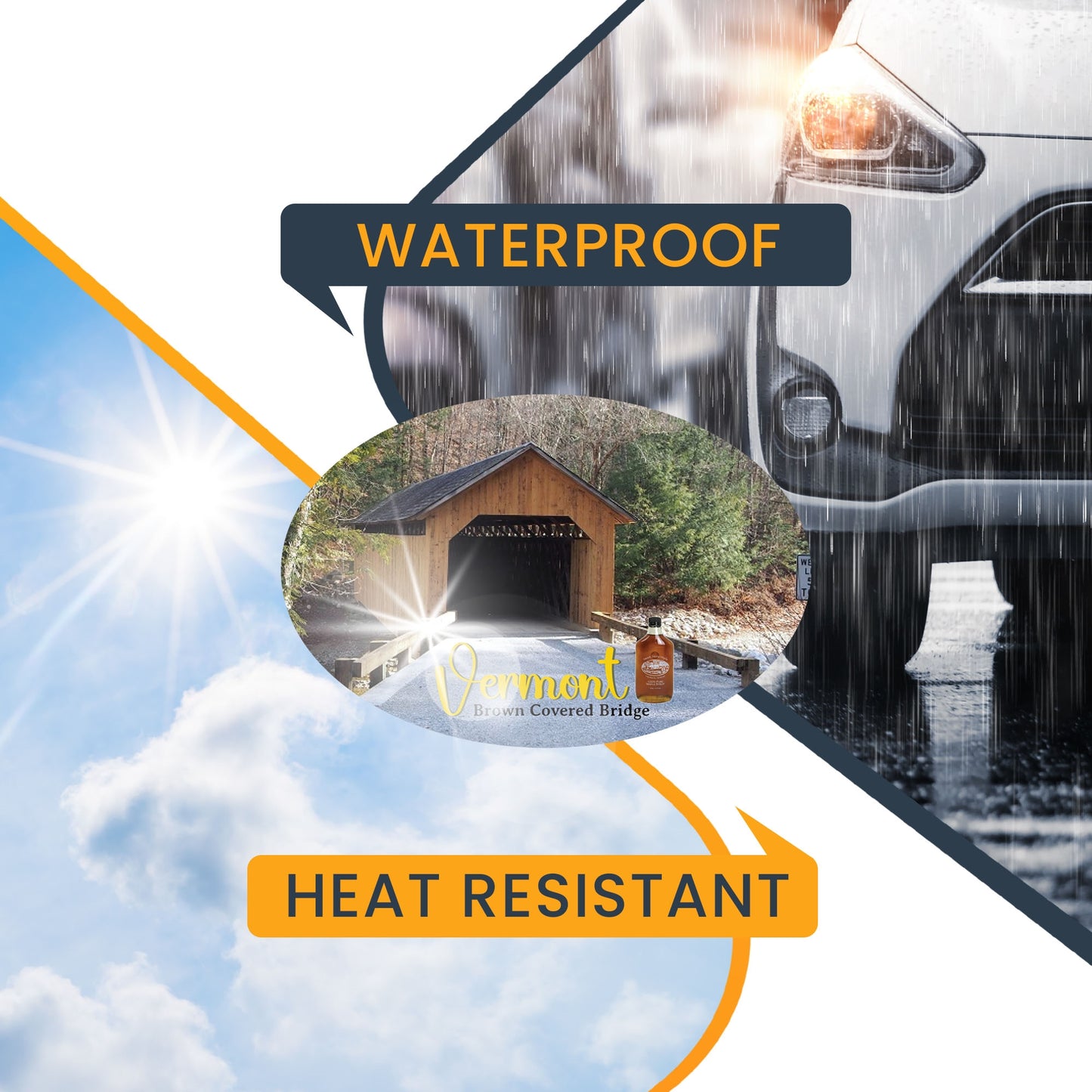 Magnet Me Up Vermont Brown Covered Bridge State Oval Magnet Decal, 4x6 inches, Nostalgic Natural Wonder for Your Home, Souvenir Gift, for Fridge, Lockers, Trucks, Rustic Charm, Crafted in USA