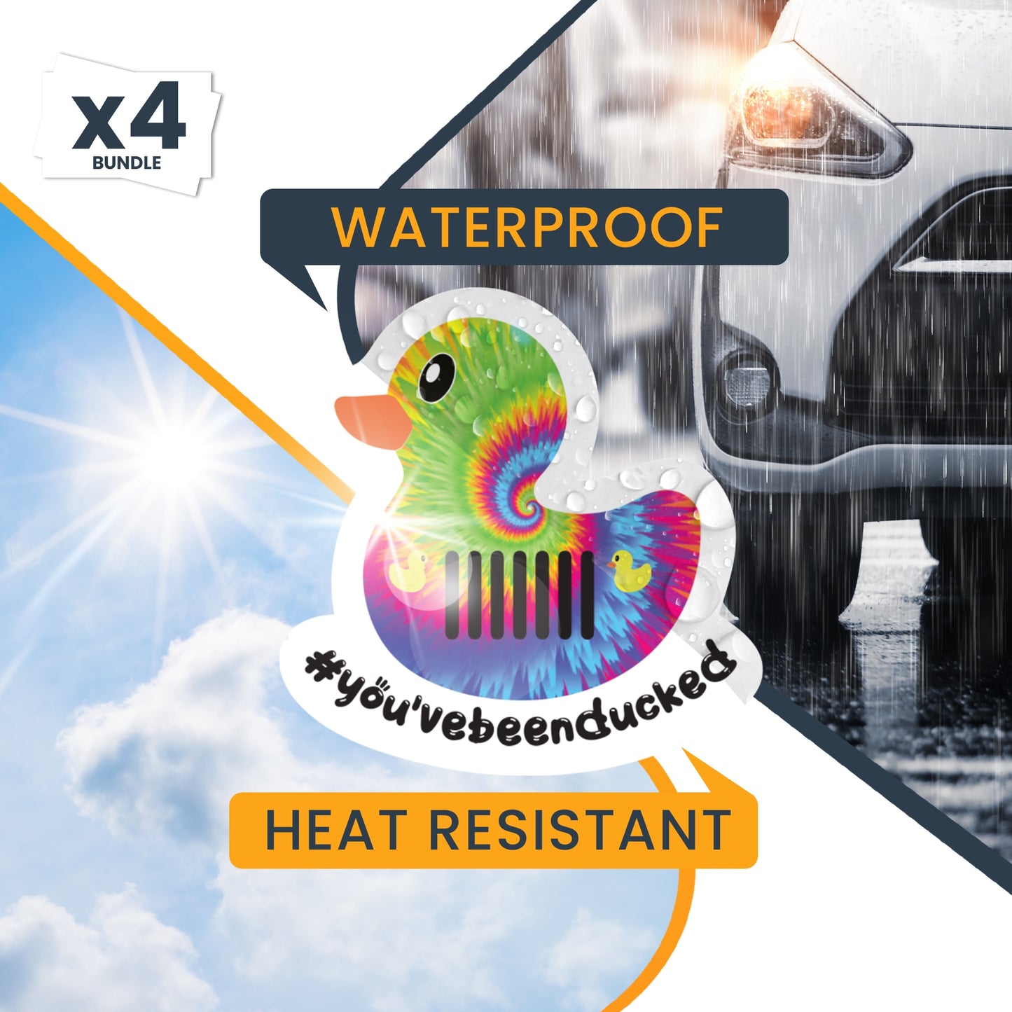 Magnet Me Up You've Been Ducked Cute Vehicle Duck Magnets, Ducking Game, 4 Pk, 4x4 in, Army Tie Dye Leopard Zebra, Bumper Magnet