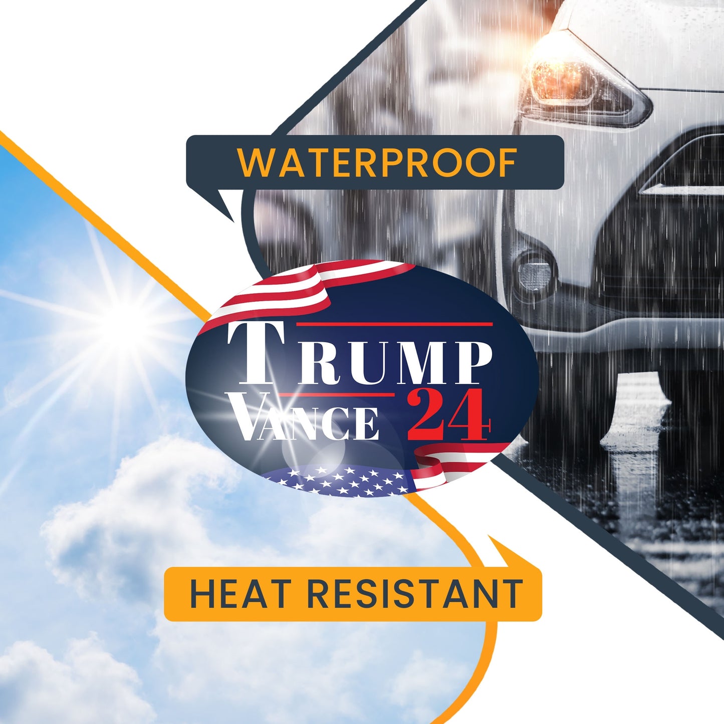 Magnet Me Up Trump Vance 24 Republican Election Oval Magnet Decal, 4x6 inches, Combines Quality and Patriotism, Political Expression and Souvenir for Trump-Vance Supporters, for Cars, Crafted in USA