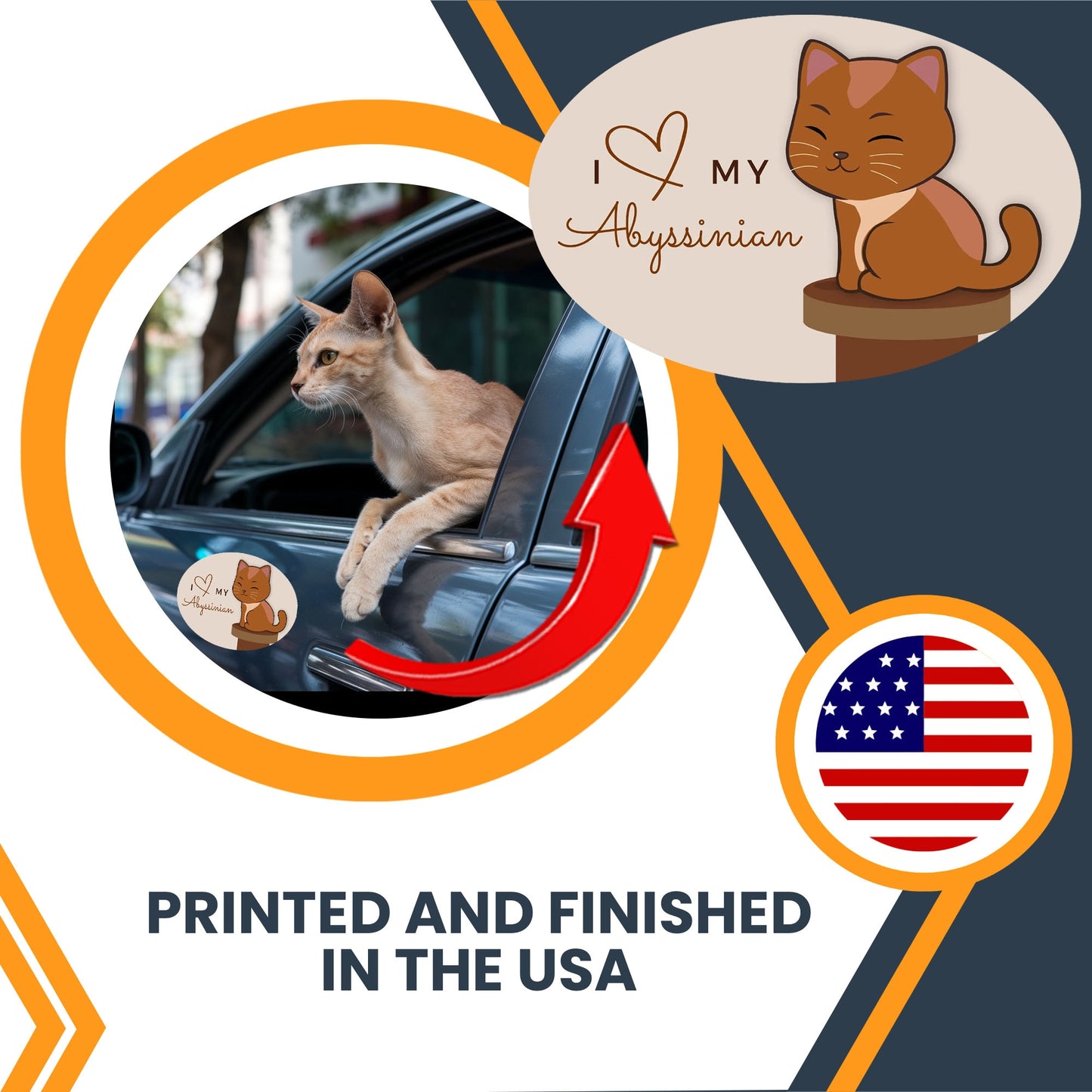 Magnet Me Up I Love My Abyssinian Cute Cat Breed Car Magnet Decal, 4x6 Inches, Hairless, Collectible Souvenir Gifts, Cat Enthusiasts, Bumper Magnet