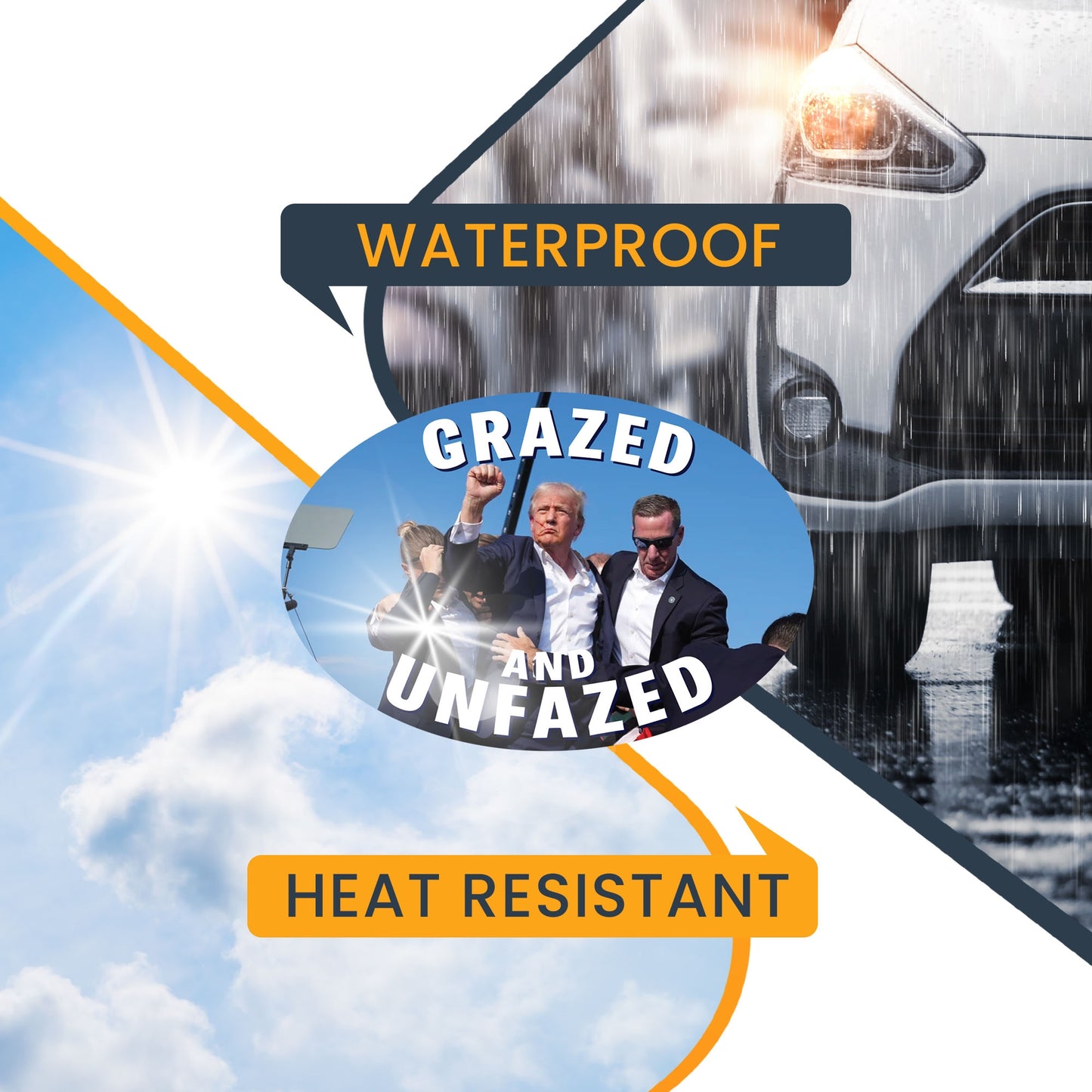 Magnet Me Up Grazed and Unfazed Donald Trump Magnet Decal - Support Your Favorite President! 4x6 inches, Bold and Resilient, Souvenir Gift for Supporters and Colletors, for Rallies, Crafted in USA