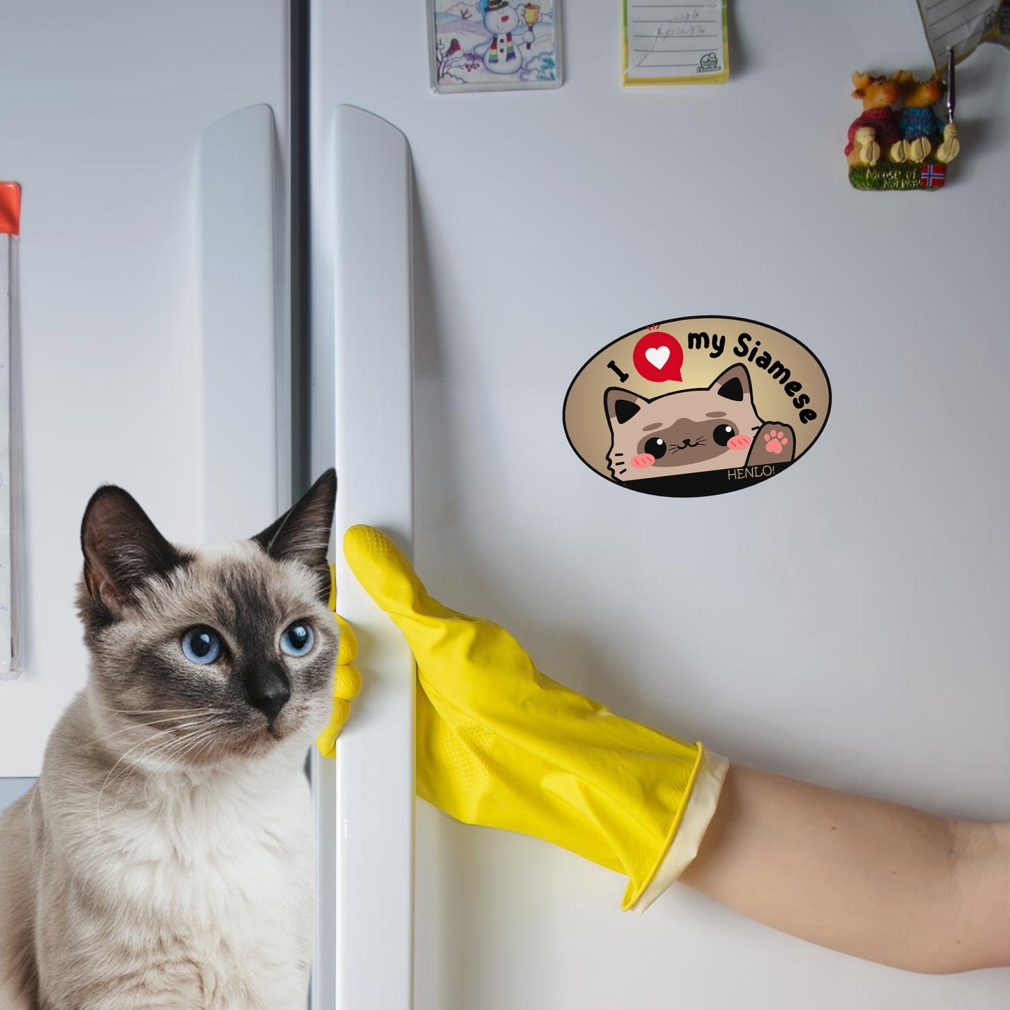 Magnet Me Up I Love My Siamese Cute Cat Breed Car Magnet Decal, 4x6 Inches Oval, Friendly and Affectionate, Collectible Souvenir Gifts, Cat Lover